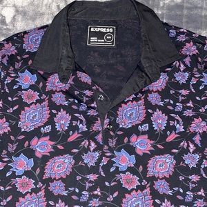 Express size M stretch moisture wicking polo Like new rare flower print.